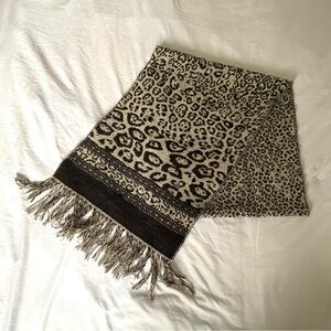 Bohemian Leopard Print Fringe Scarf